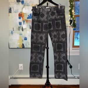 PAC SUN Vintage Loose Fit Black Bandana Jeans Size 32 Inseam 27